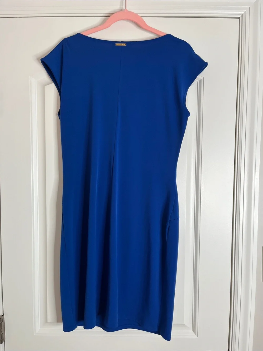 Michael Kors Royal Blue Draped Twist-Front Midi Dress-Large